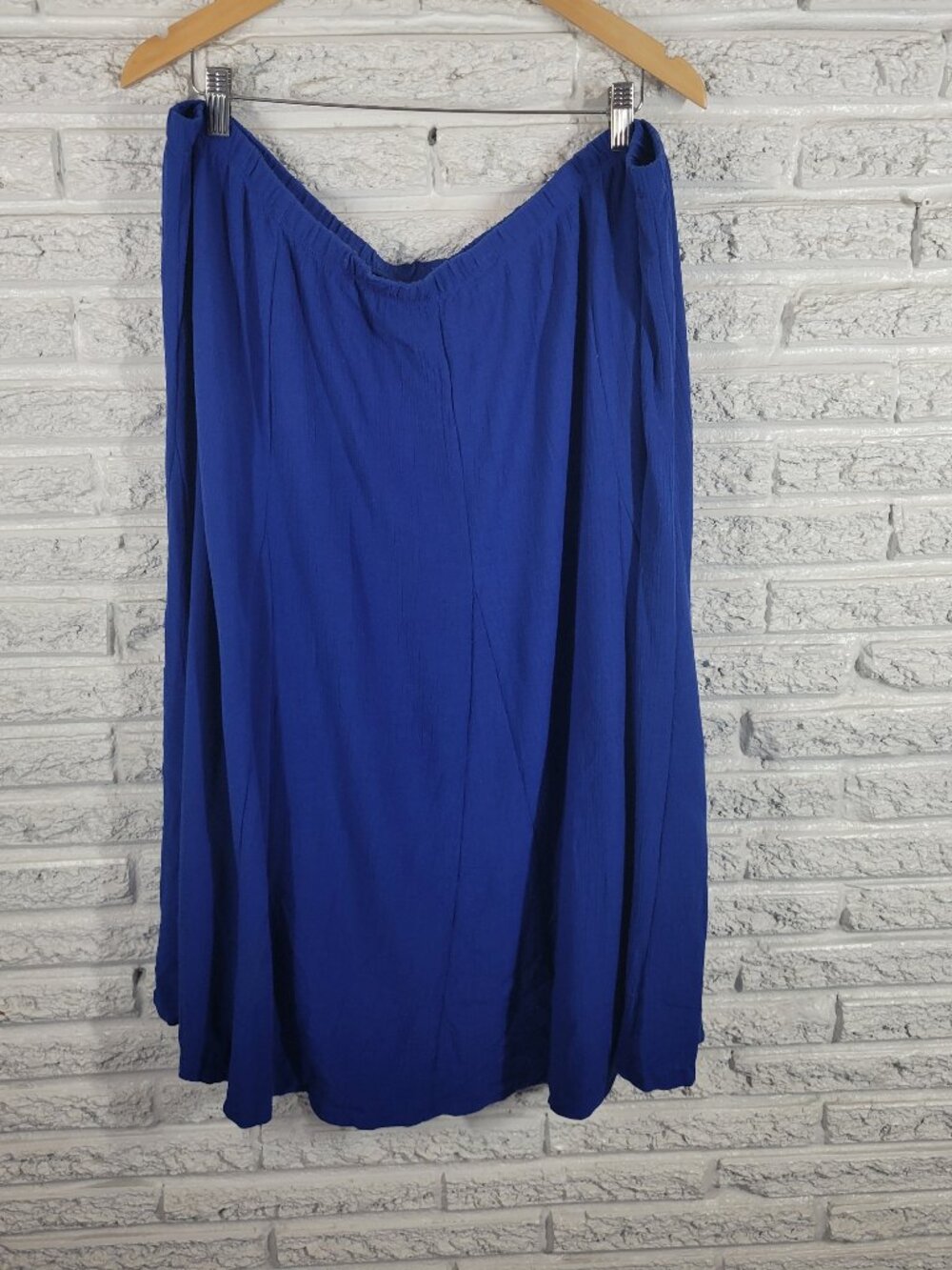 Susan Graver Womens 2X Blue A-Line Skirt Elastic Waist Pull On Plus BLU83E
